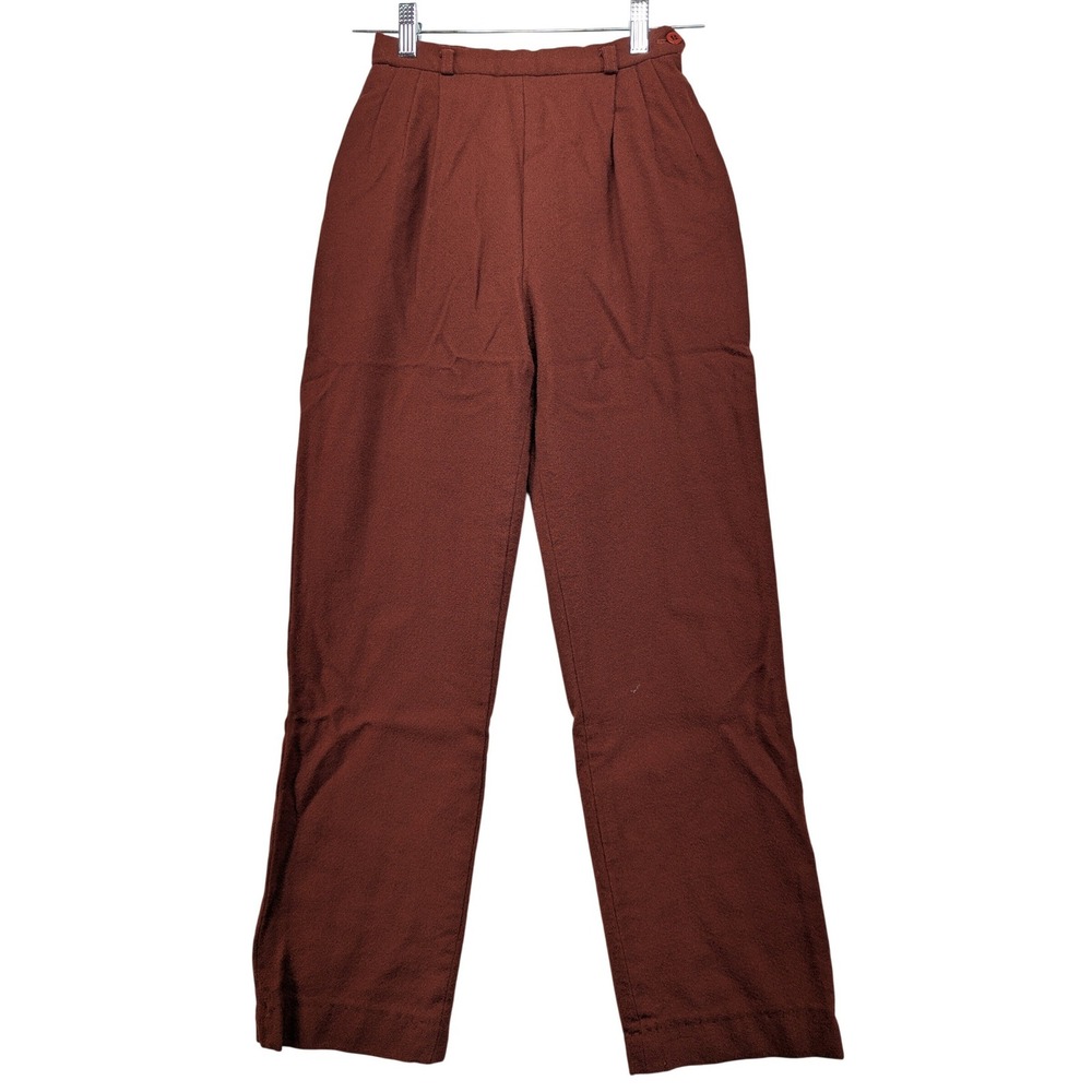 Vintage Campus Casuals‎ Cali 100% Wool High Waist Pleated Trousers Brown 5/6